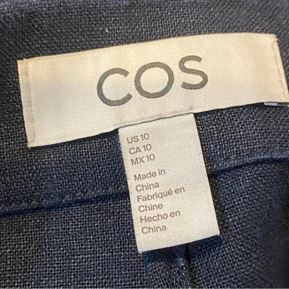 COS Linen Navy Stretch Trouser Relaxed Wide Leg